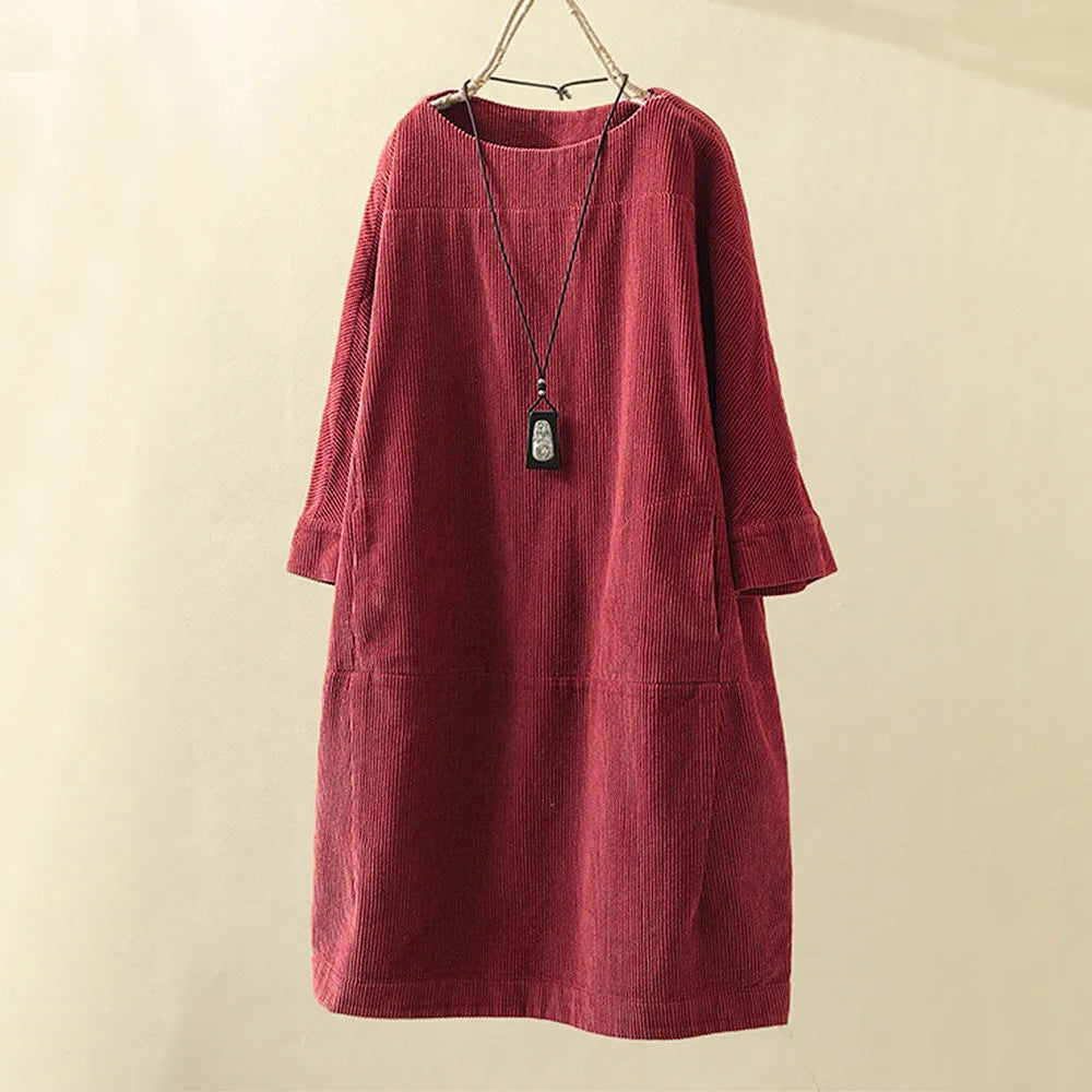 Robe en Velours Côtelé | Élégance & Confort | Style Vintage Décontracté