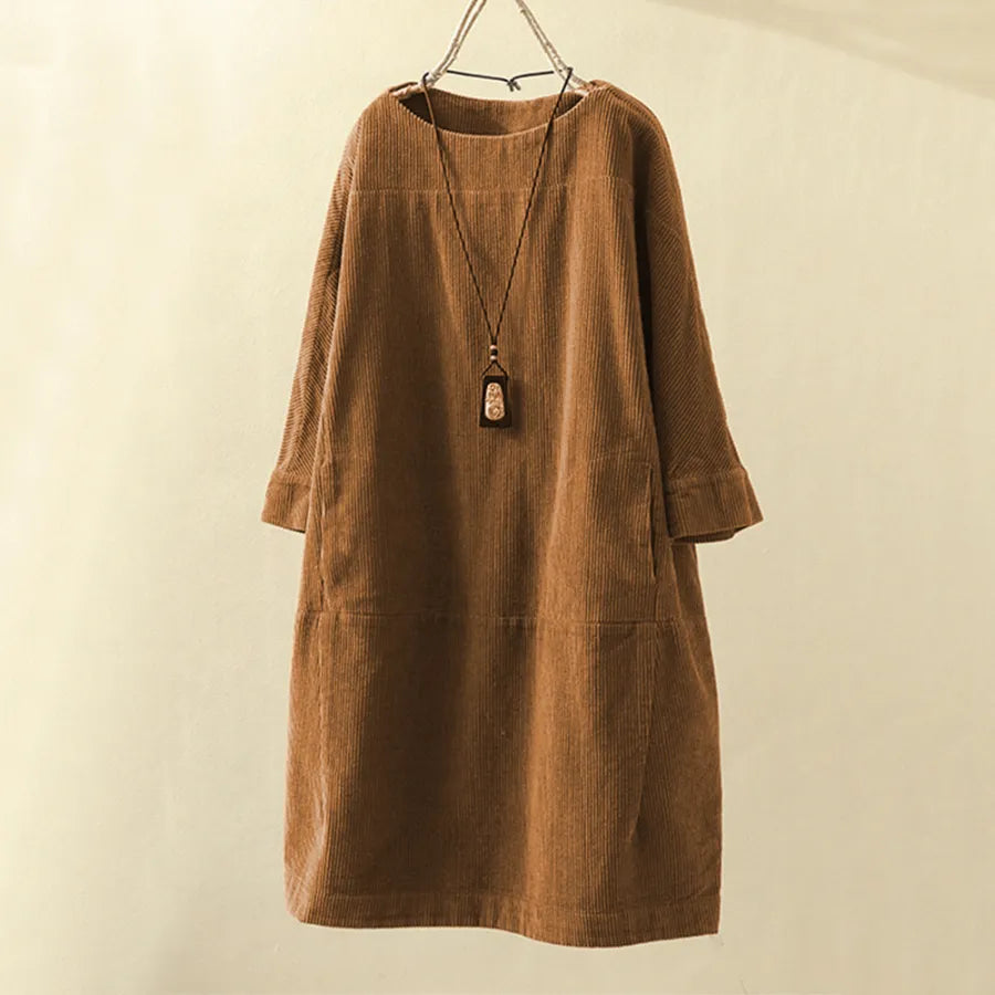 Robe en Velours Côtelé | Élégance & Confort | Style Vintage Décontracté