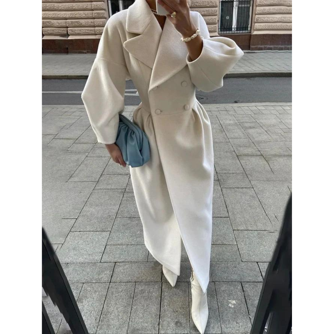Manteau long cintré à manches bouffantes | Élégance urbaine | Structuré et raffiné