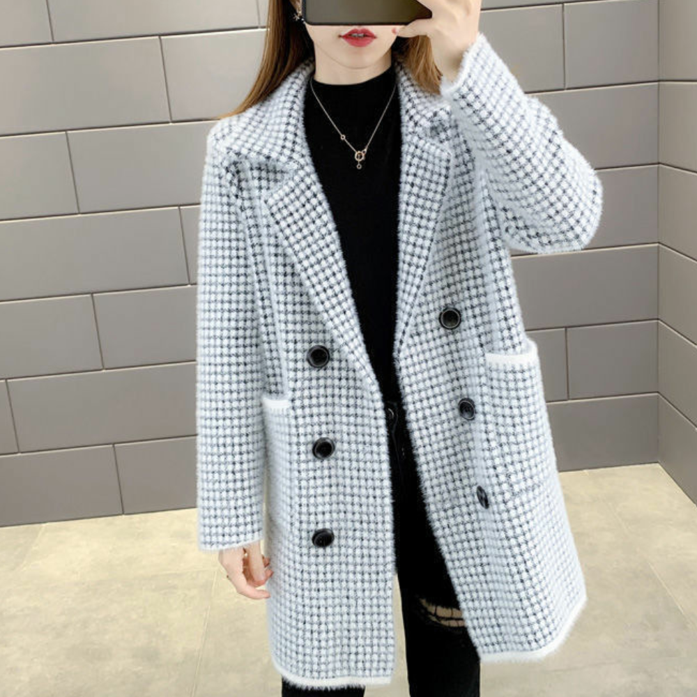 Manteau en Tweed à Boutonnage Double | Chic | Chaud et Structuré