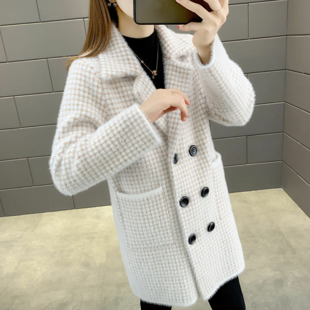 Manteau en Tweed à Boutonnage Double | Chic | Chaud et Structuré