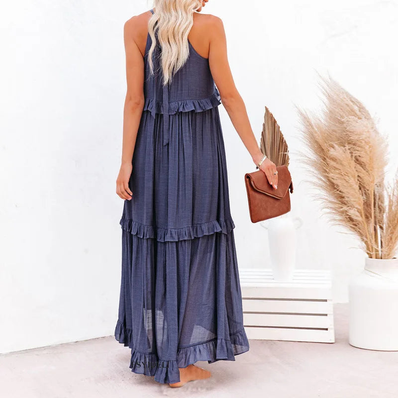 Robe Longue Bohème | Volants Fluides | Idéale pour l’Été