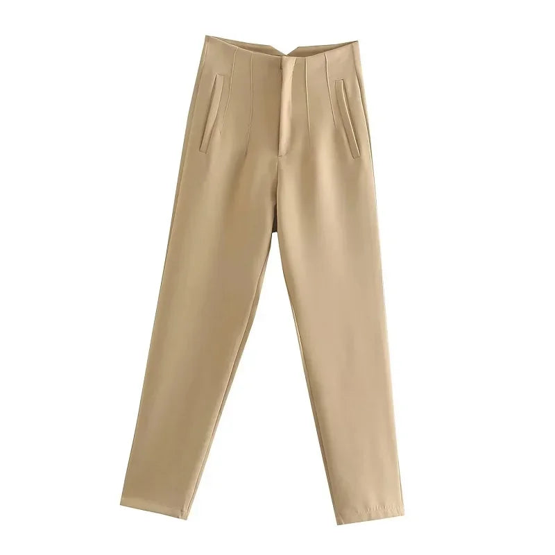 Pantalon Cigarette Taille Haute | Élégance & Confort | Look Chic et Moderne