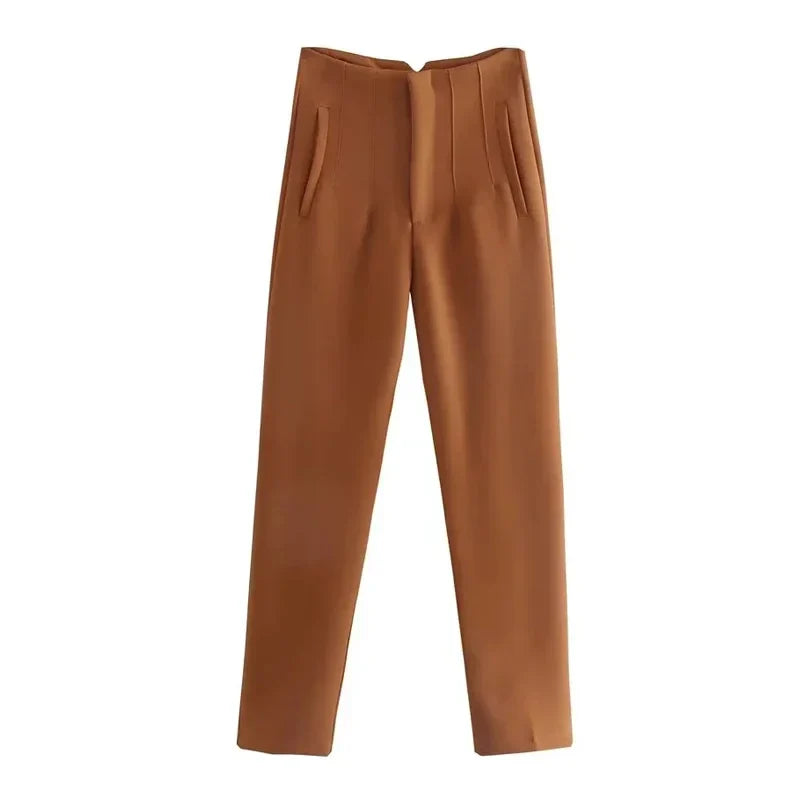 Pantalon Cigarette Taille Haute | Élégance & Confort | Look Chic et Moderne