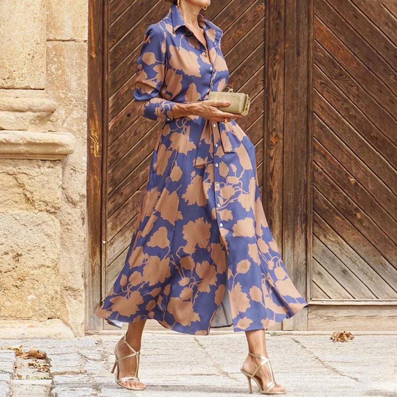 Robe Chemise Longue Imprimée | Élégante | Fluide et Sophistiquée