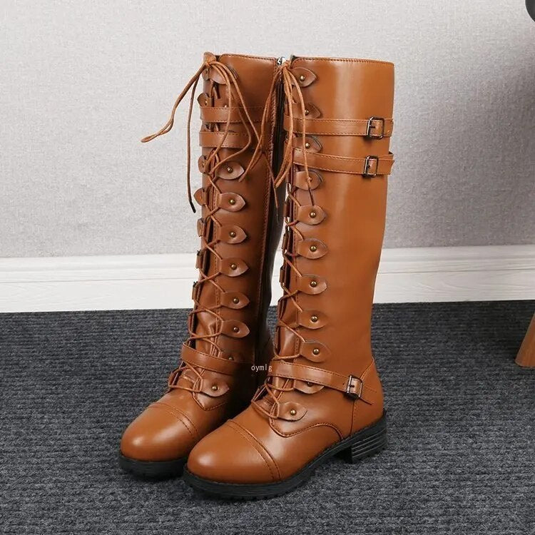 Bottes Hautes à Lacets | Cuir PU | Vintage & Audacieuses