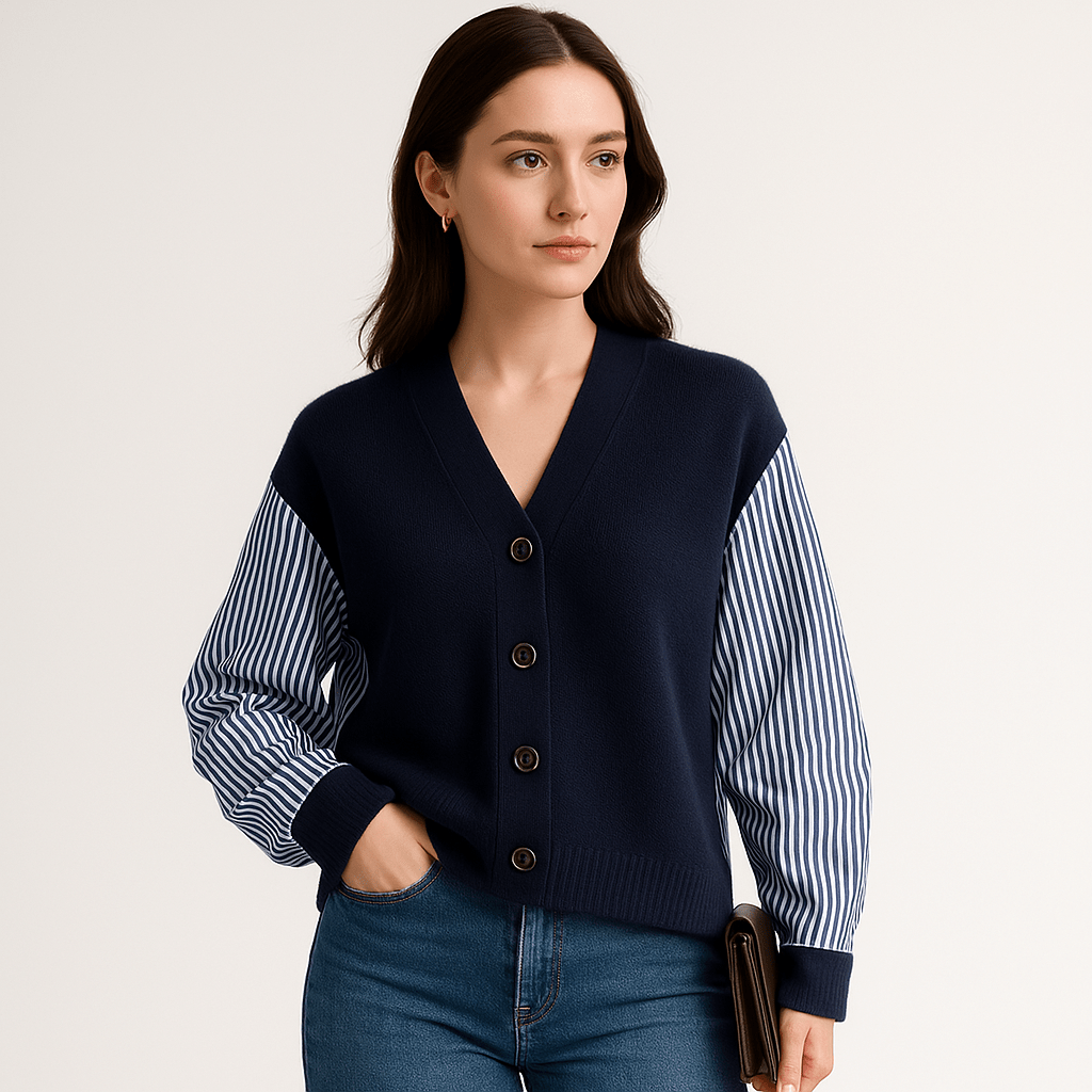 Cardigan Chemise Contraste | Oversize | Élégance Décontractée