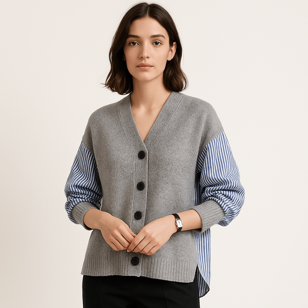 Cardigan Chemise Contraste | Oversize | Élégance Décontractée