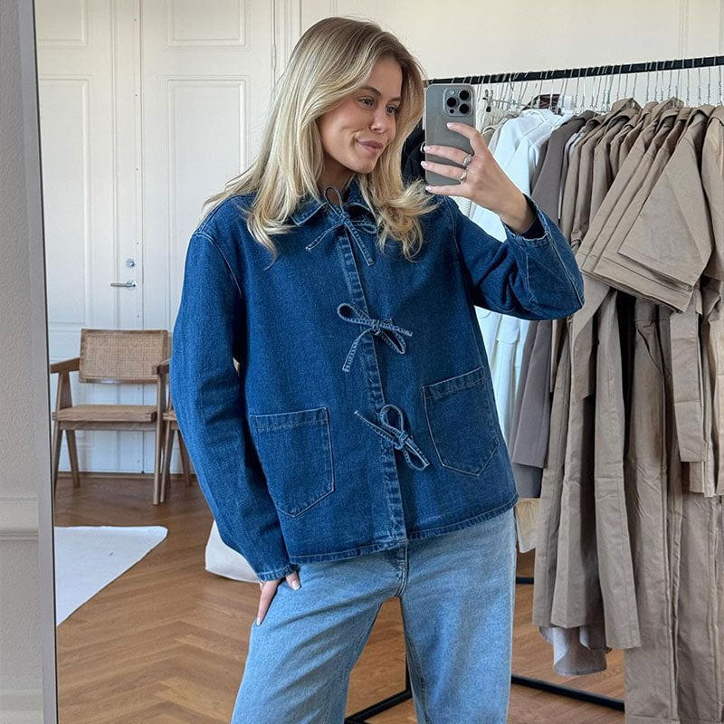 Veste en Jean Oversize | Fermeture Noeuds | Style Décontracté et Original