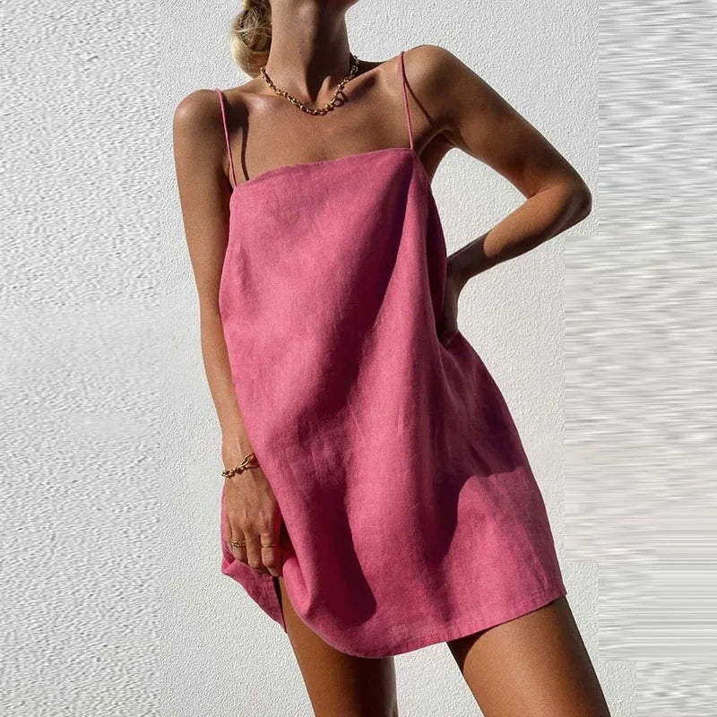 Robe Courte Minimaliste en Lin | Légèreté Naturelle | Parfaite pour l’Été